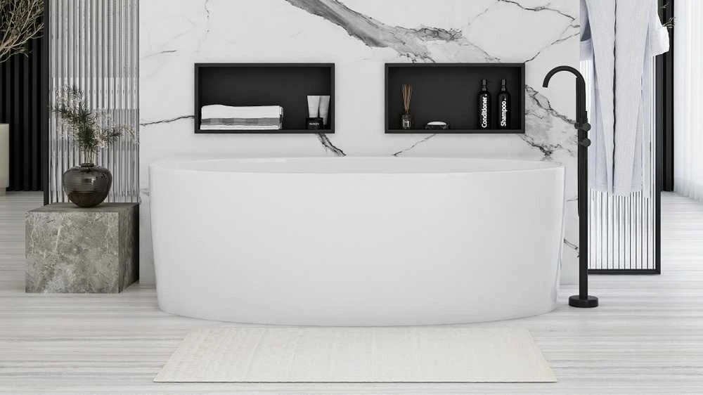 rea bathroom shelf 30x45 matte juodas