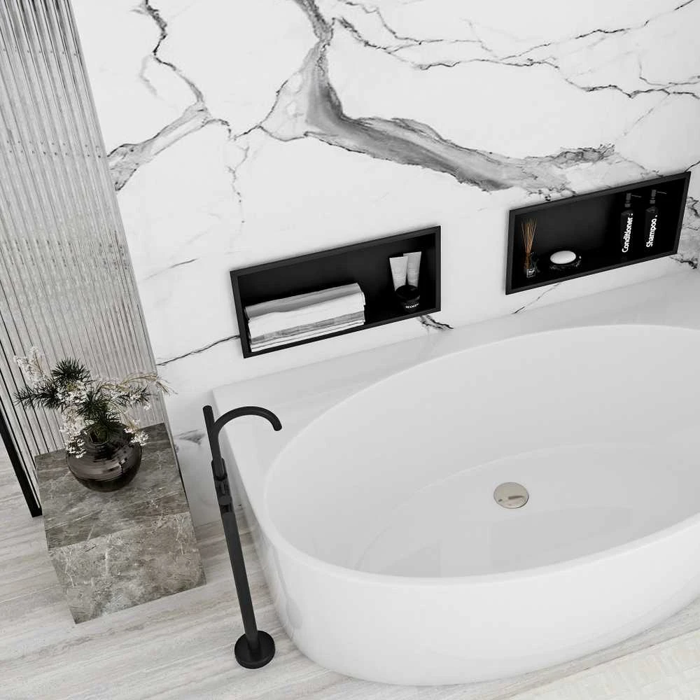rea bathroom shelf 30x45 matte juodas