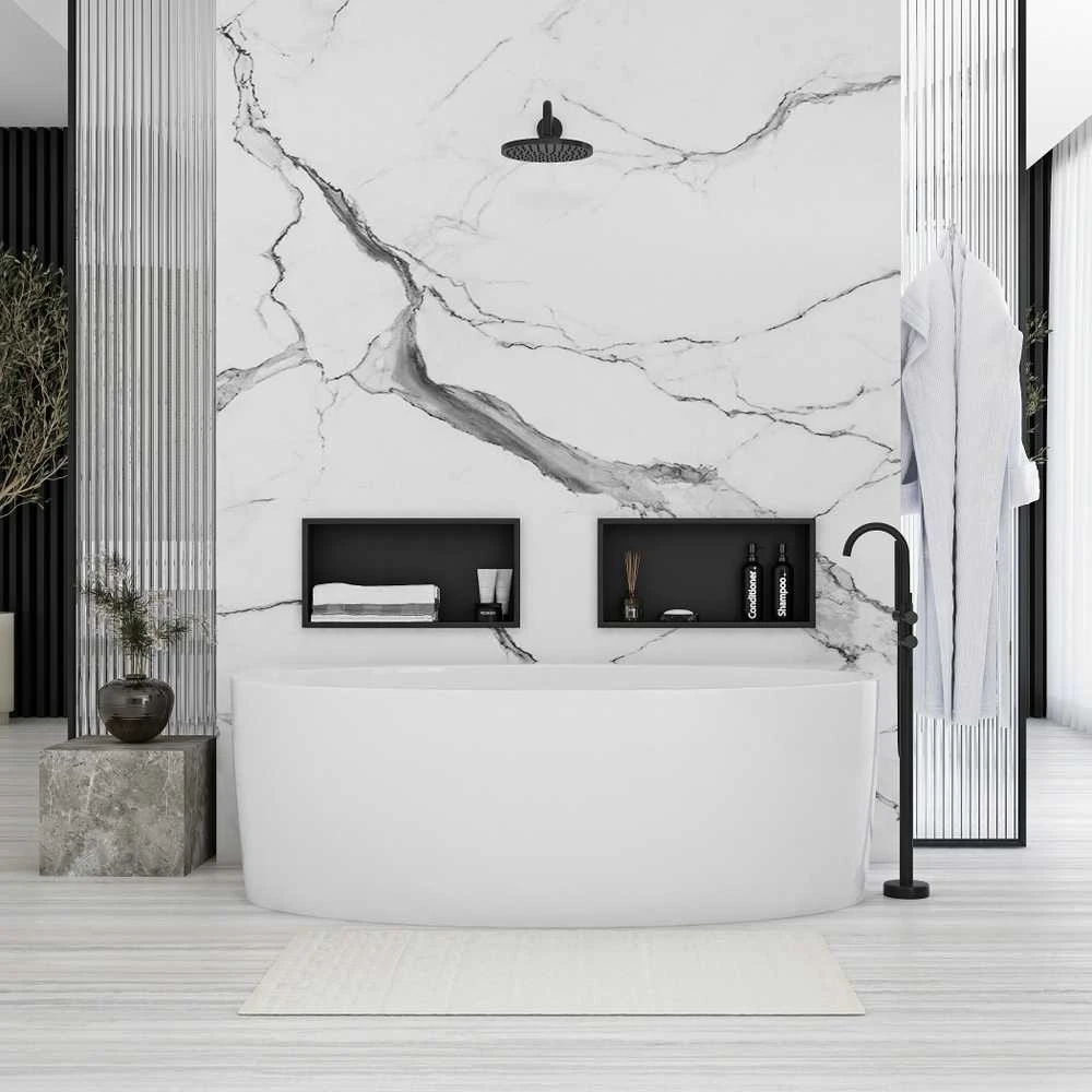 rea bathroom shelf 30x45 matte juodas