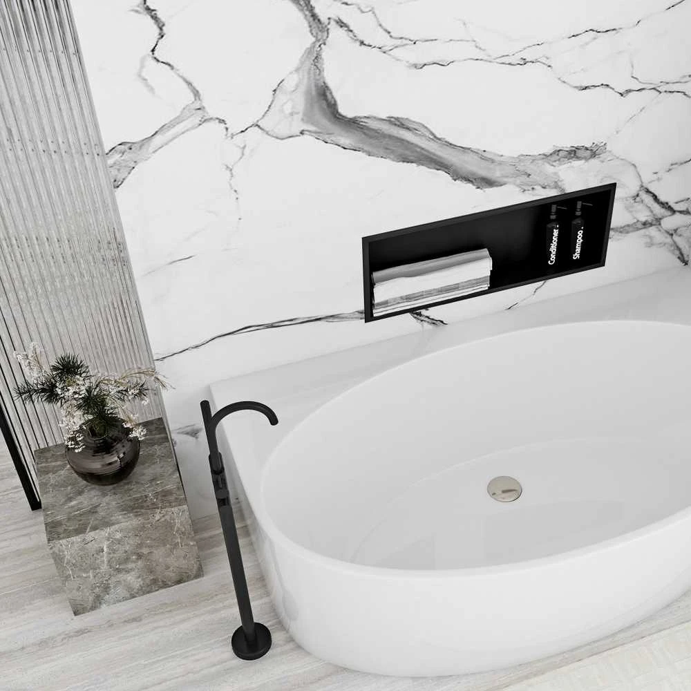 rea bathroom shelf 30x60 juodas matt