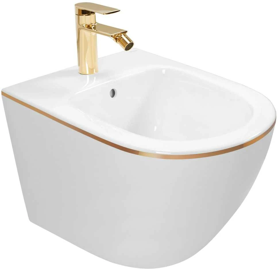 "Rea Carlo Mini Baltas Gold Edge" pakabinamas bidė