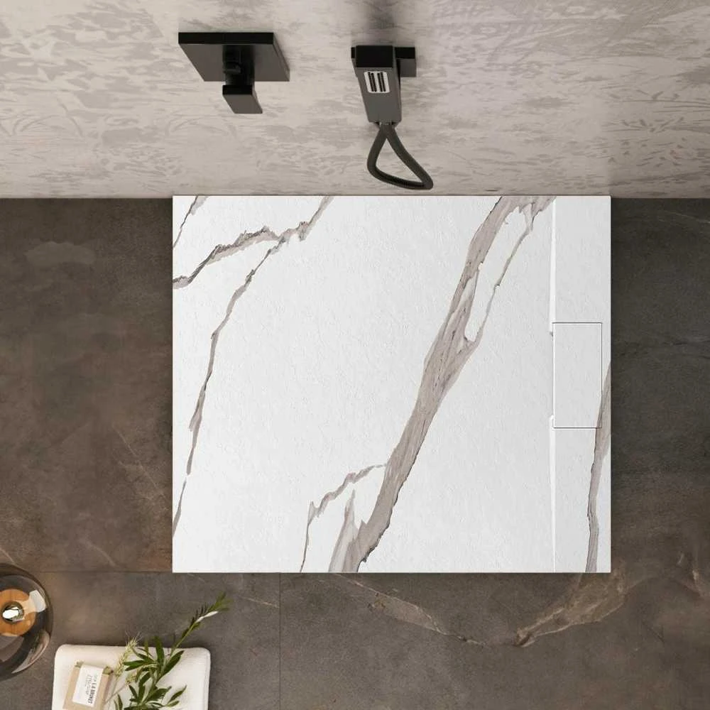 rea Dušo irklavimo baseinas Bazalt CARRARA Baltas 90x90