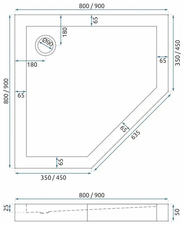 rea Dušo Kabina Diamond 90x90 Copper Su dušo padėklu baltas Diamond