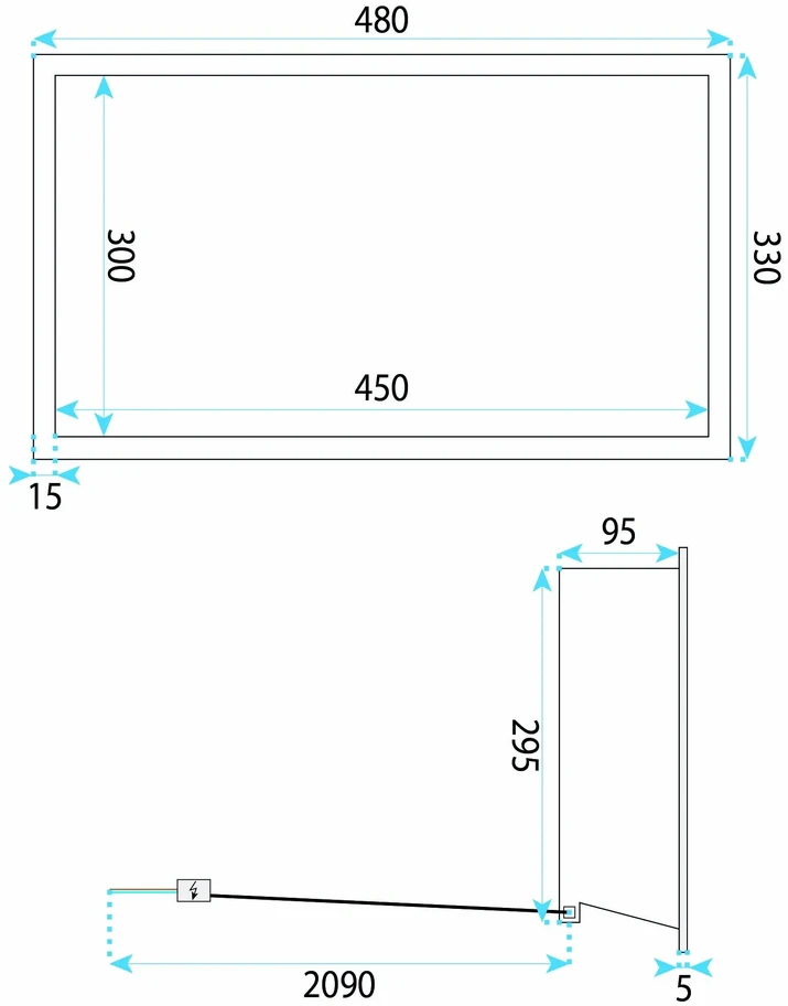 rea Įmontuojama Vonios Lentyna Led 30x45 Copper
