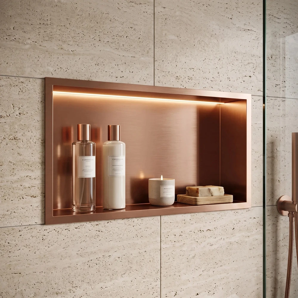 rea Įmontuojama Vonios Lentyna Led 30x60 Copper