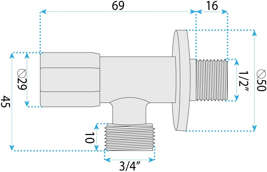 rea Kampinis Vožtuvas 02 1/2" X 3/4" Juodas