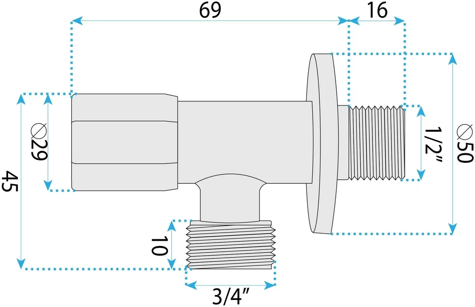 rea Kampinis Vožtuvas 02 1/2" X 3/4" Nickle