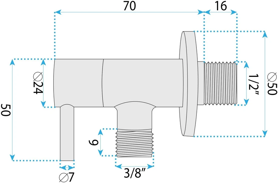 rea Kampinis Vožtuvas 1/2" X 3/8" Nickel