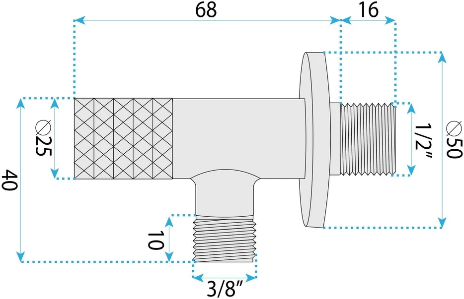 rea Kampinis Vožtuvas Diamond 03 1/2" X 3/8" Nickel