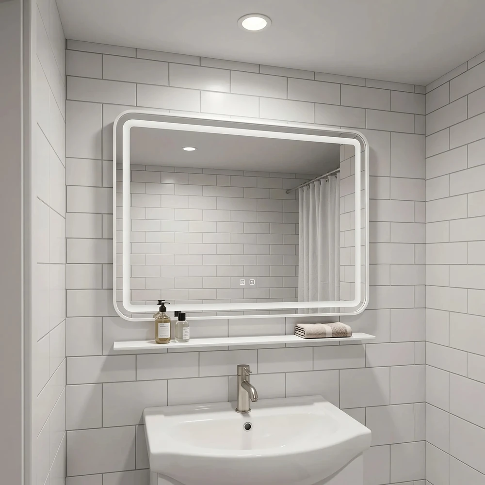 rea LED sieninis veidrodis su lentyna 80x60 cm L-8060