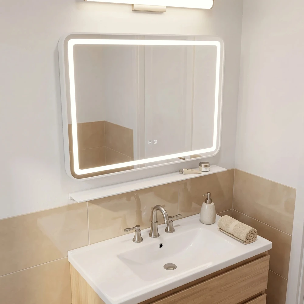 rea LED sieninis veidrodis su lentyna 80x60 cm L-8060