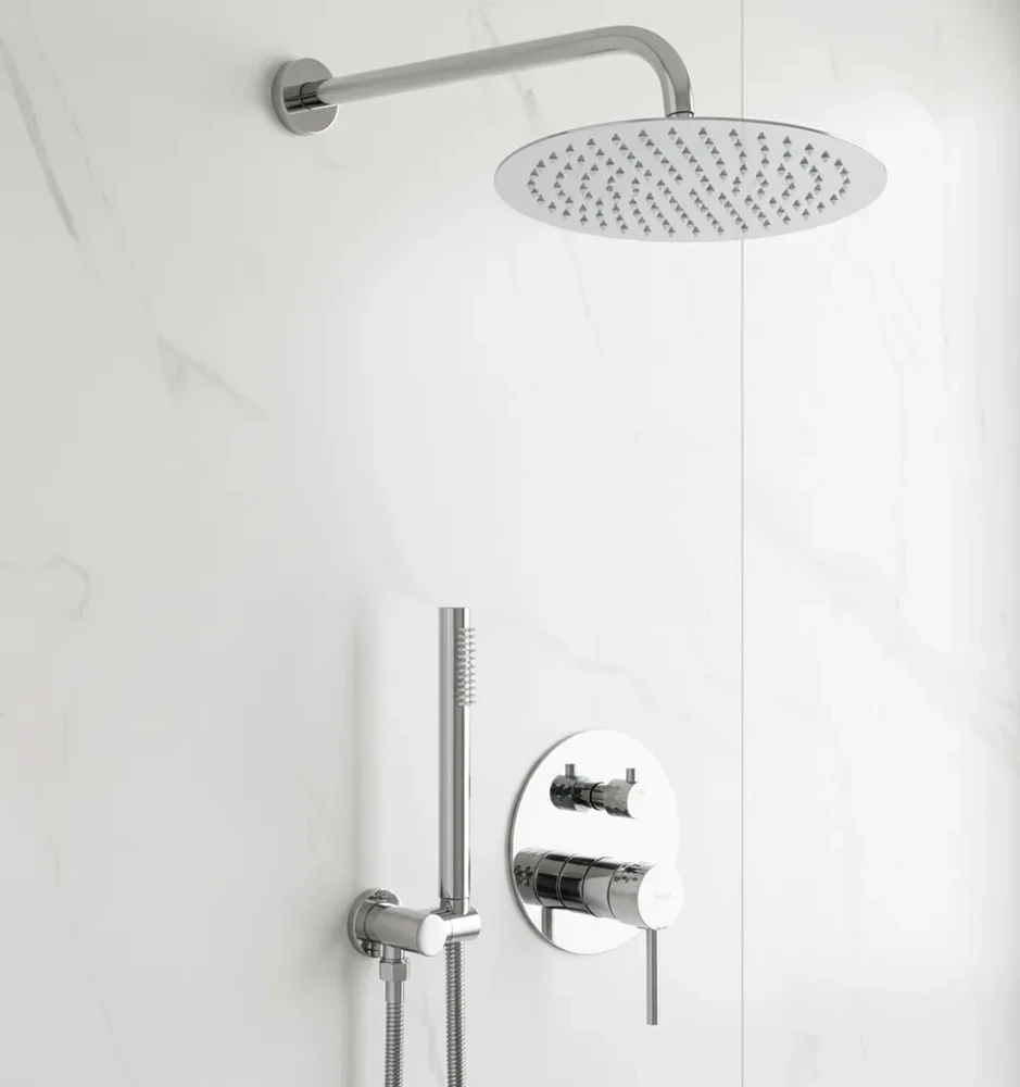 Rea Lungo Diamond Chrome juodas paslėptas dušo rinkinys + DĖŽUTĖ