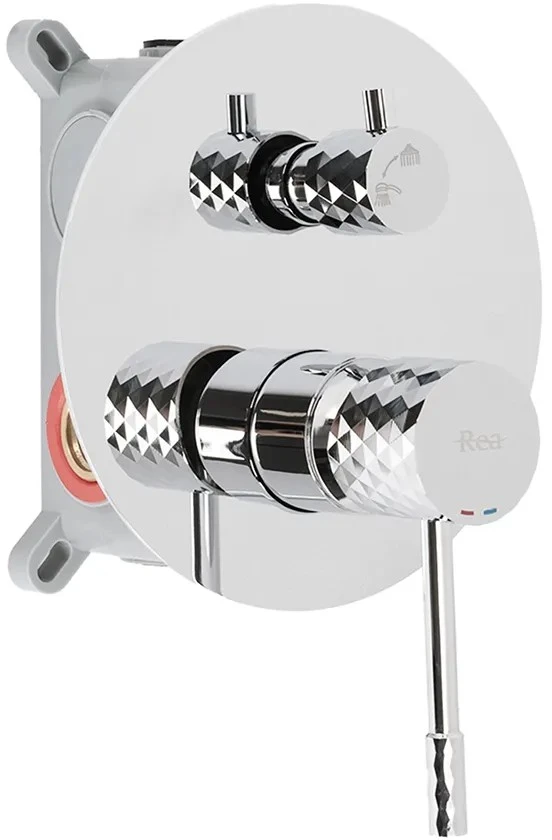 Rea Lungo Diamond Chrome juodas paslėptas dušo rinkinys + DĖŽUTĖ