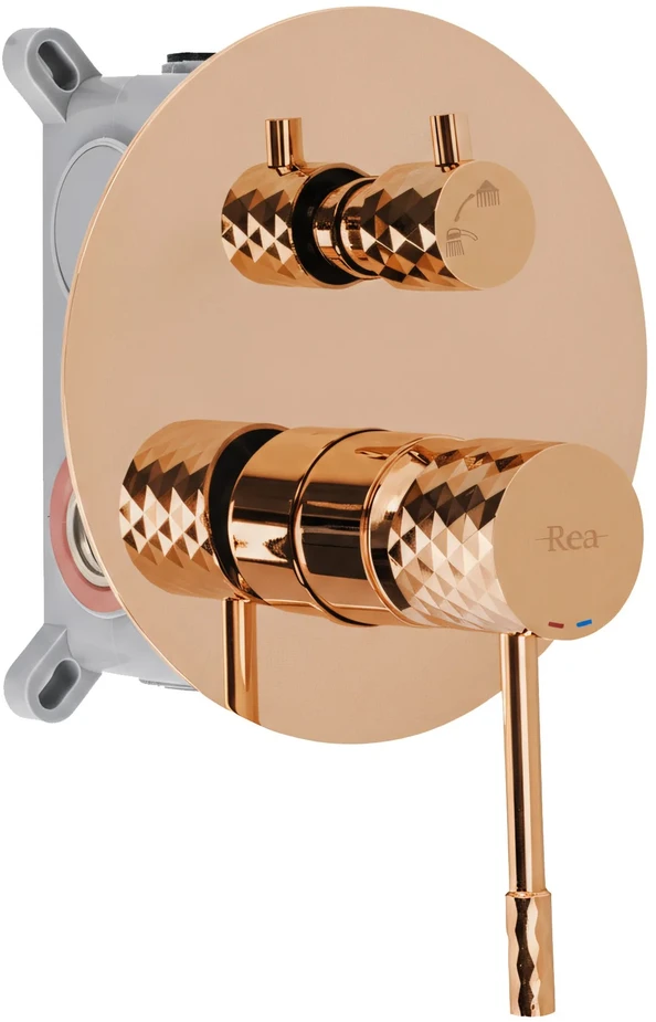 Rea Lungo Diamond Copper juodas paslėptas dušo rinkinys + DĖŽUTĖ
