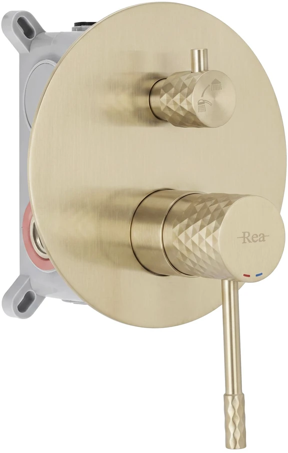 Rea Lungo Diamond Gold juodas paslėptas dušo rinkinys + DĖŽUTĖ