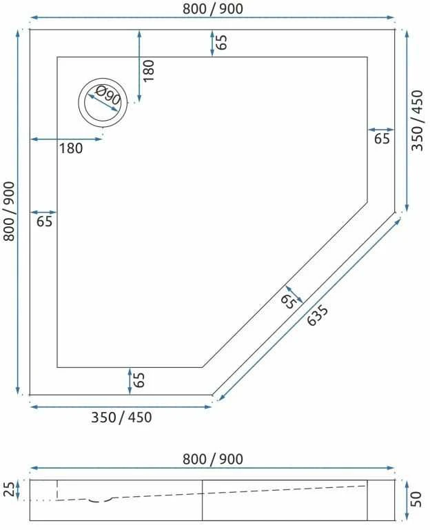 rea Medaus kabina DIAMOND 90x90 BRUSH GOLD