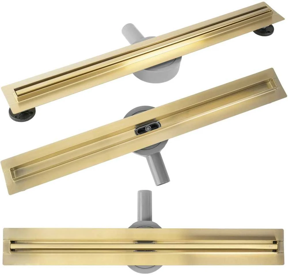Dušo latakas REA Slim 360 Gold 80 cm, matinis auksas