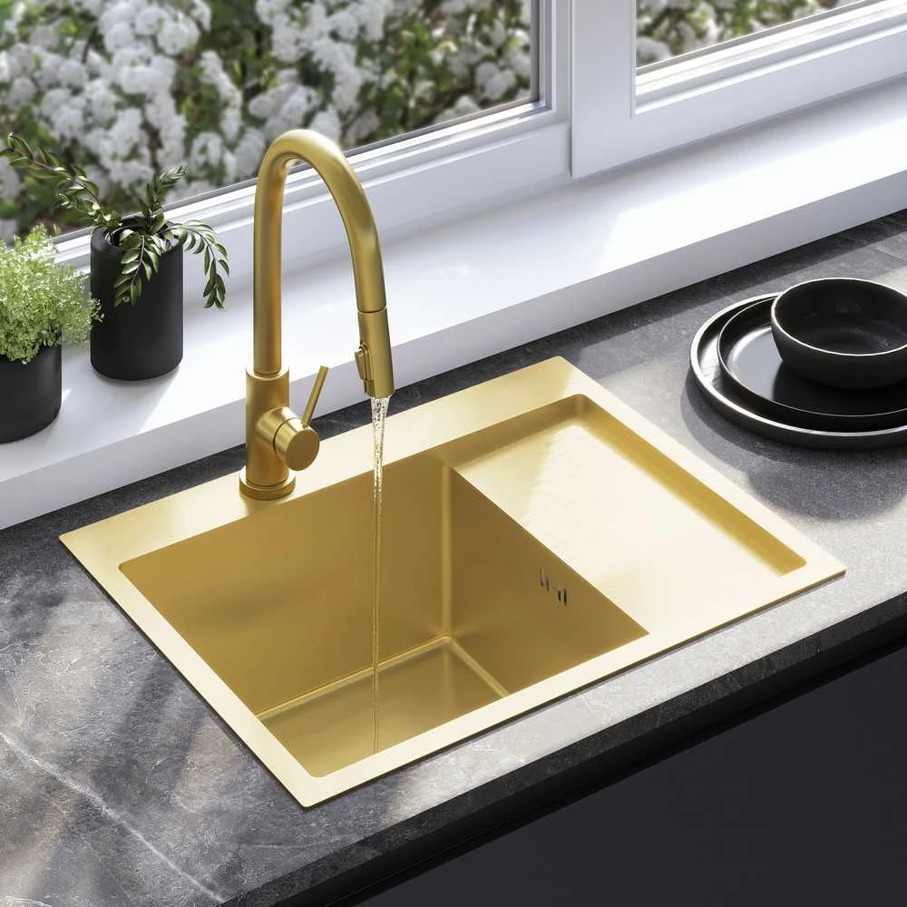 rea Plieninė kriauklė Fin BRUSH GOLD