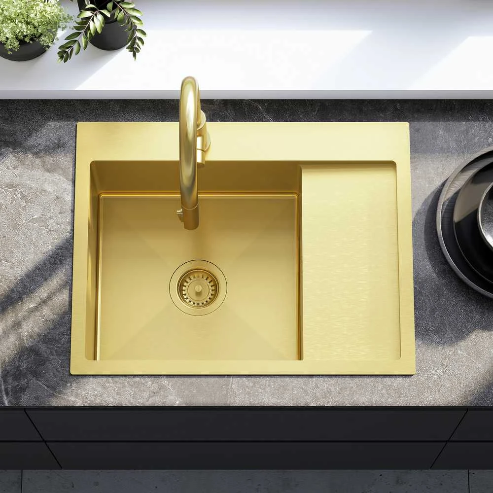 rea Plieninė kriauklė Fin BRUSH GOLD