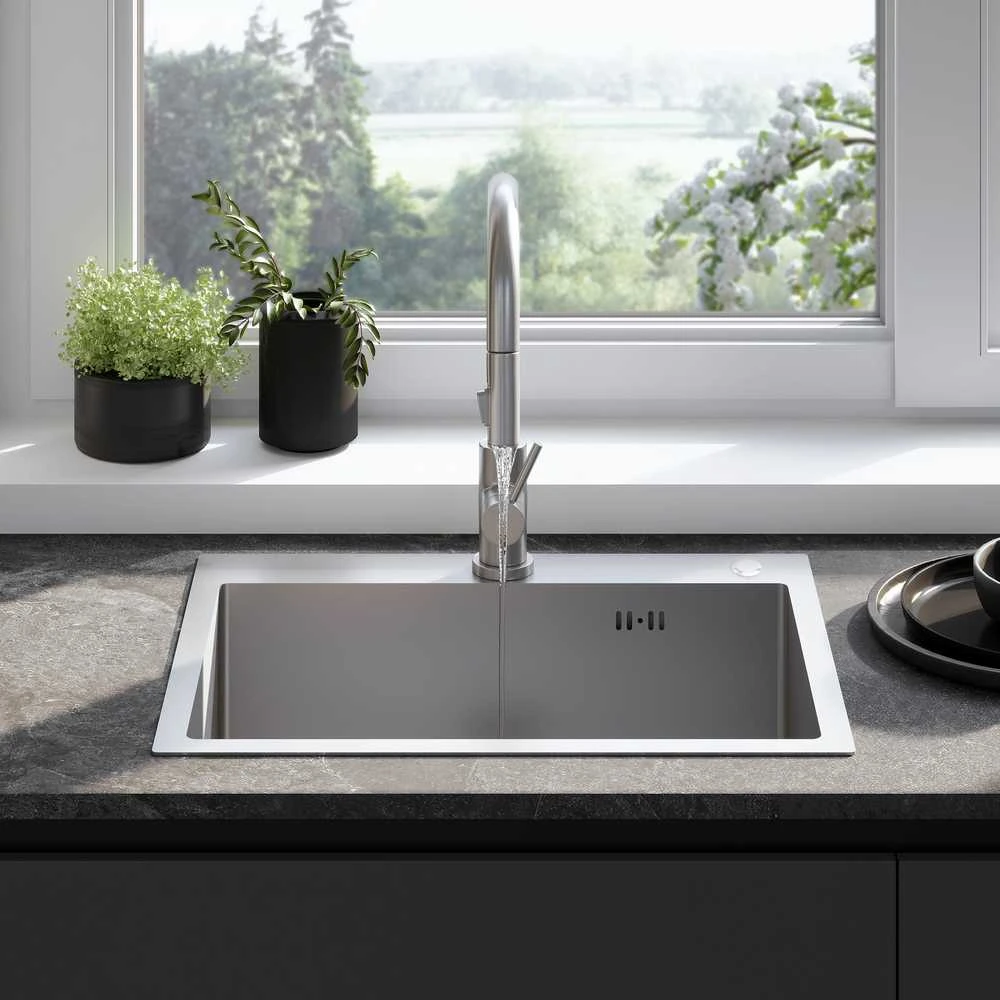 rea Plieninė kriauklė Liam BRUSH NICKEL