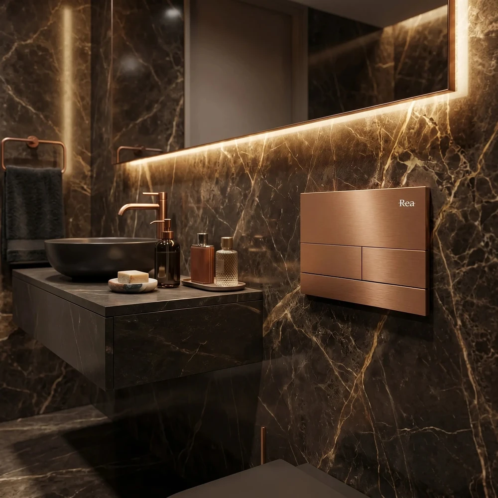 rea Potinkinis WC Rėmo Komplektas Slim 024N su T Copper Mygtuku