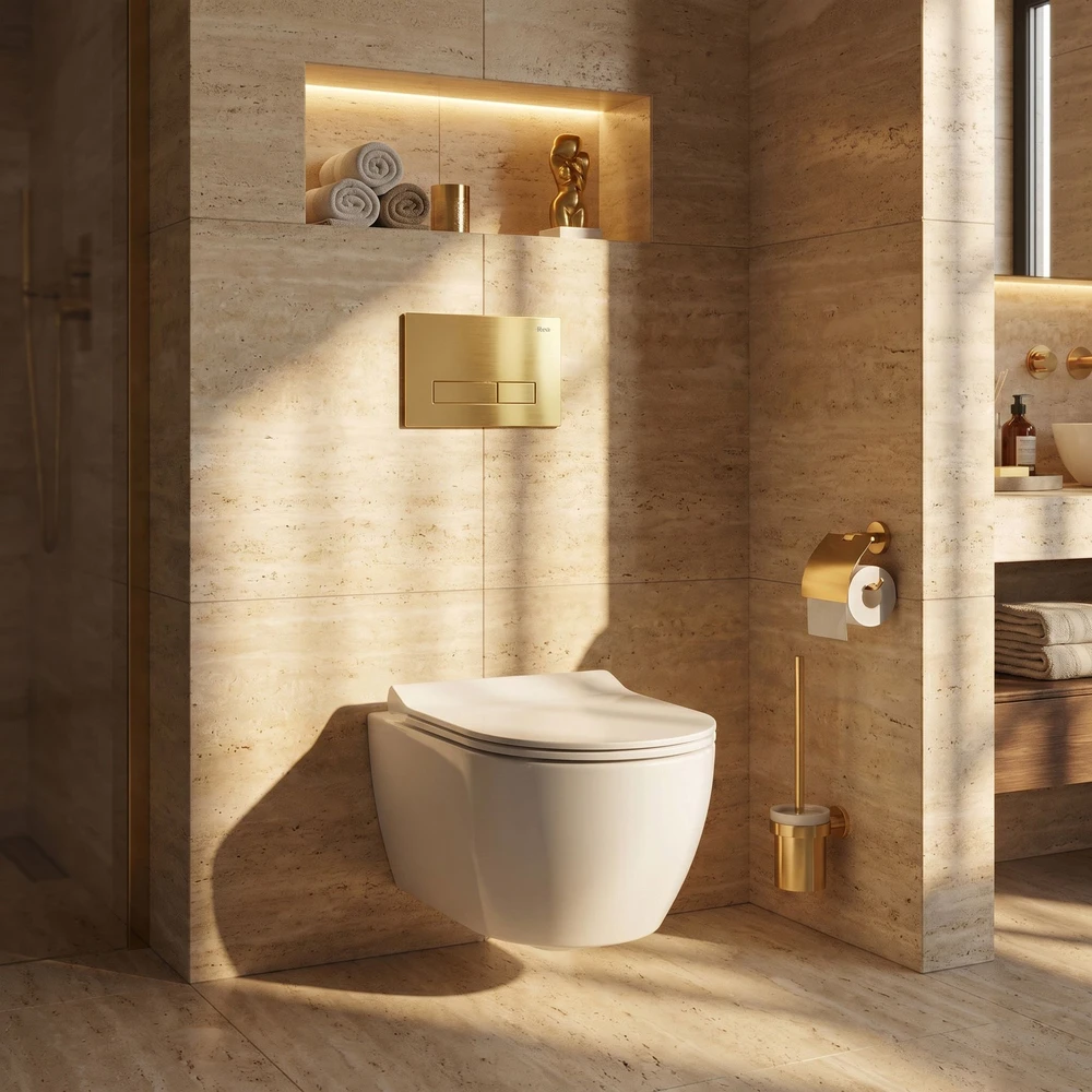 rea Potinkinis WC Rėmo Komplektas Slim 024N su HD Gold Mygtuku