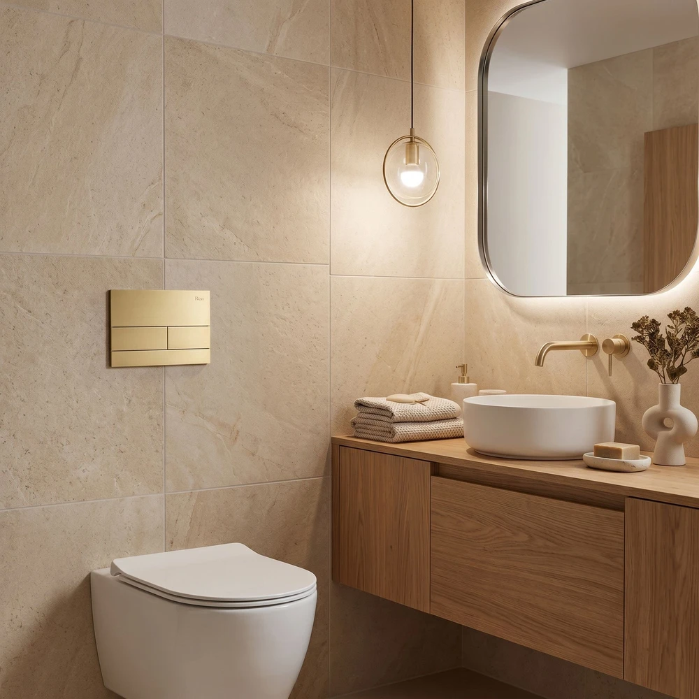 rea Potinkinis WC Rėmo Komplektas Slim 024N su T Gold Mygtuku