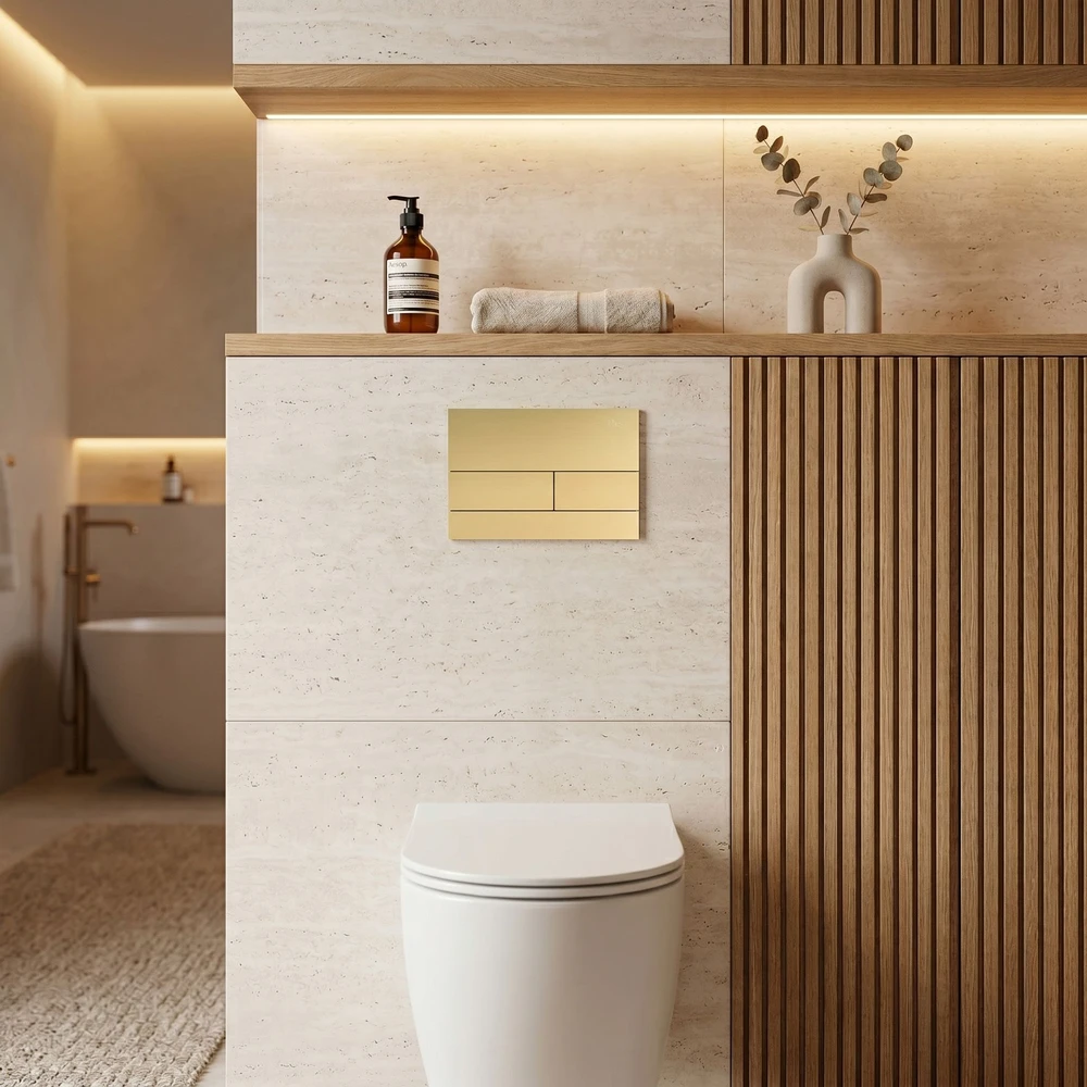 rea Potinkinis WC Rėmo Komplektas Slim 024N su T Gold Mygtuku