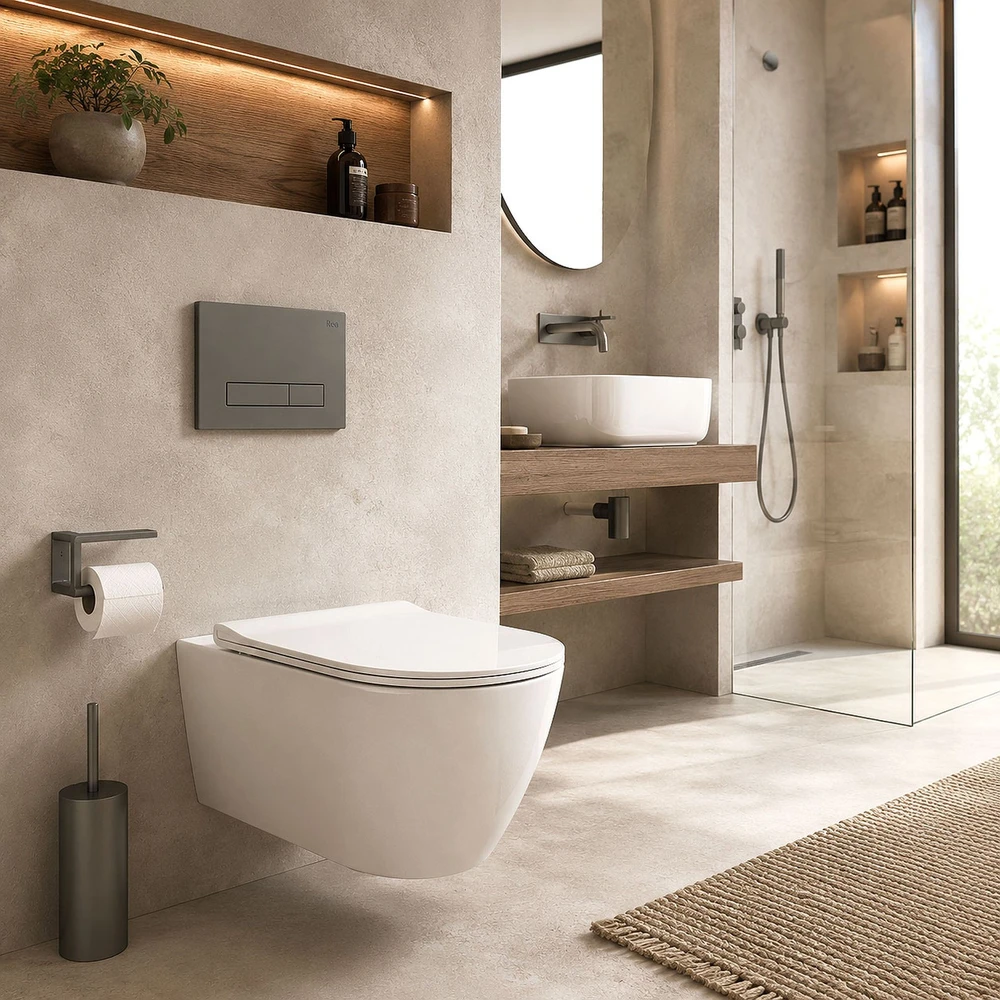 rea Potinkinis WC Rėmo Komplektas Slim 024N su HD Titan Mygtuku