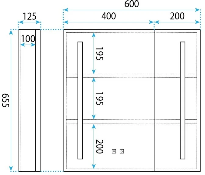 rea Veidrodinė Spintelė Su Led Apšvietimu M1015-60 60x65
