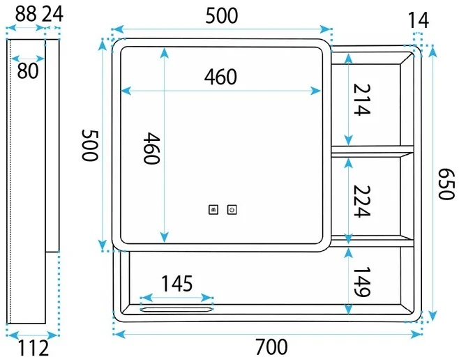 rea Veidrodinė Spintelė Su Led Apšvietimu M1016-70 70x65