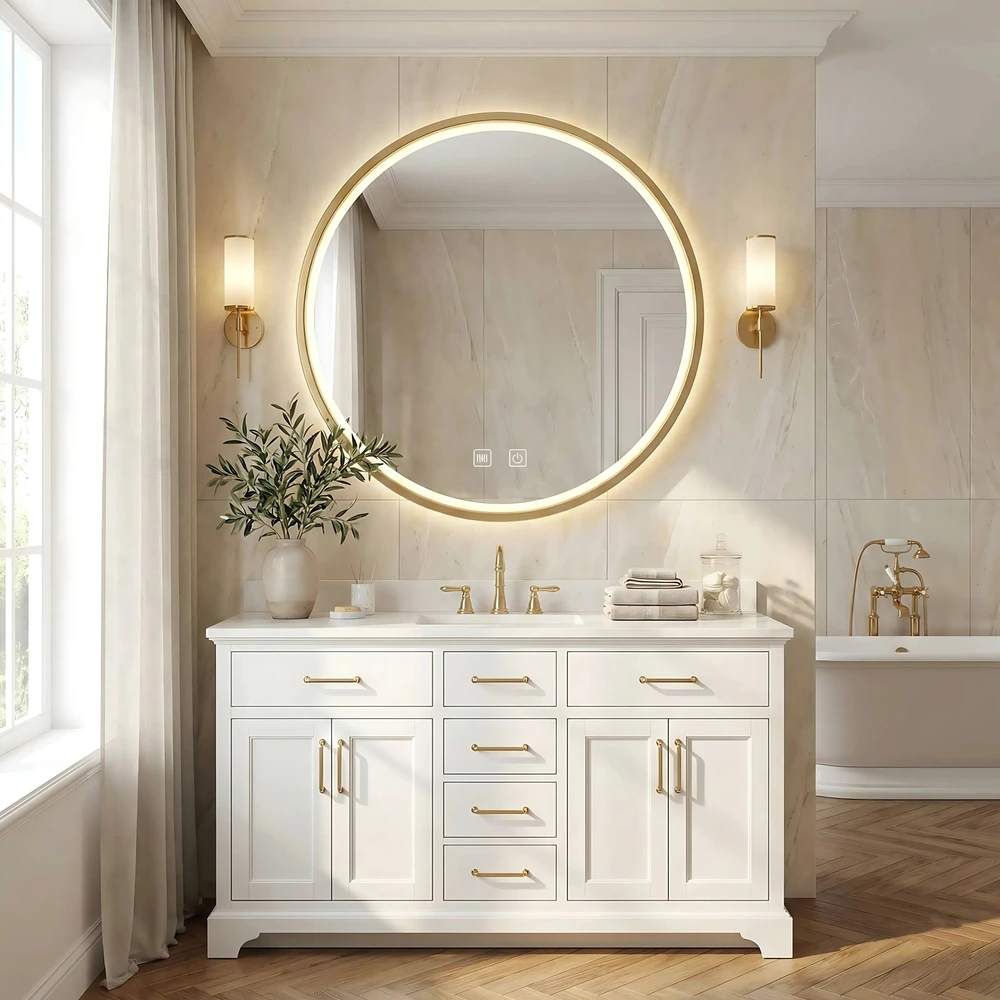 rea Veidrodis LED 60cm MMJ BRUSH GOLD