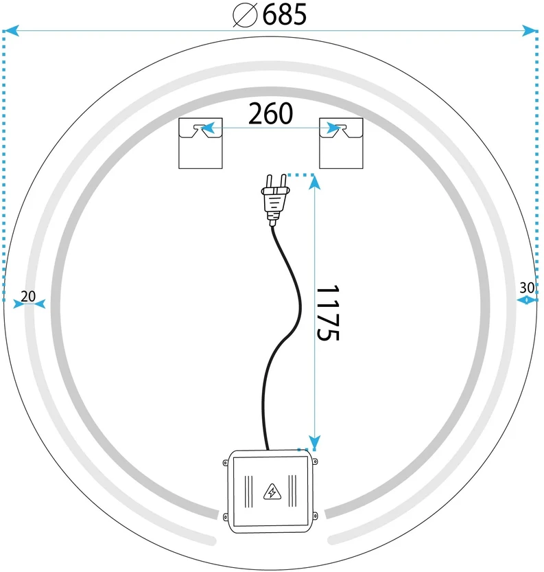 rea Veidrodis LED 70cm Modern