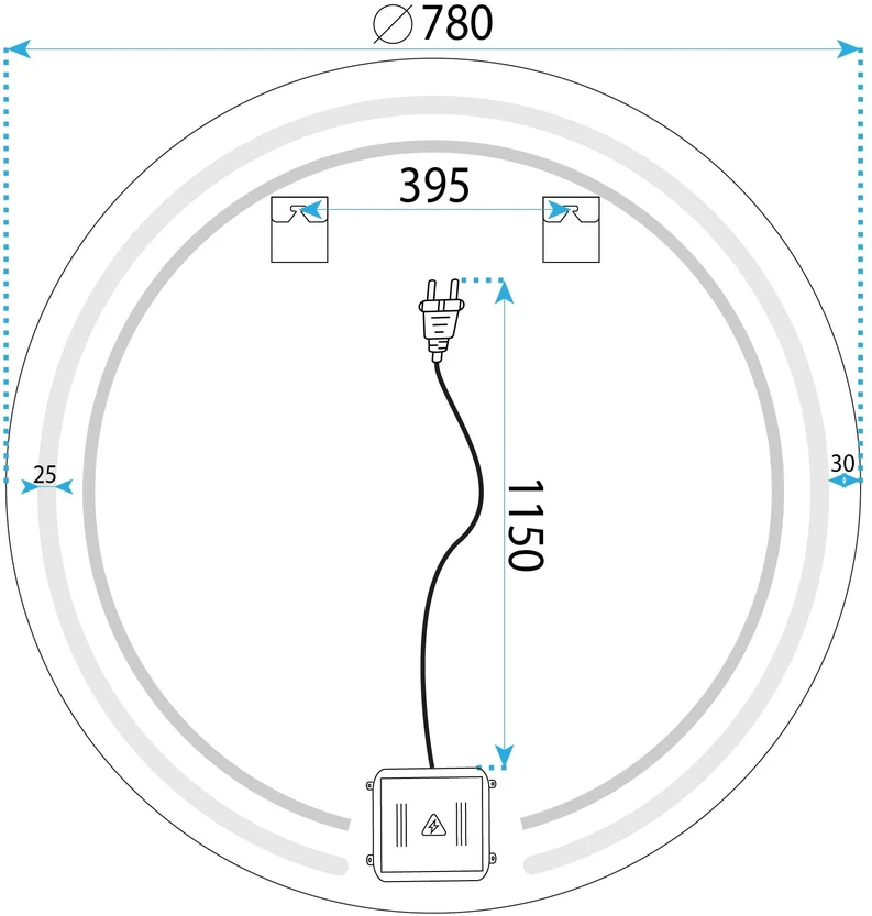 rea Veidrodis LED 80cm Modern