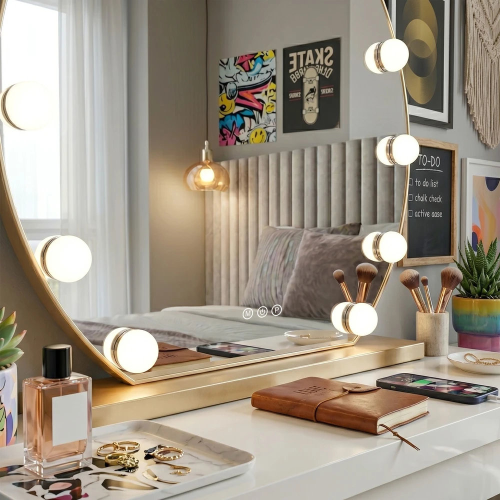 rea Veidrodis LED HOLLYWOOD L. Gold 50 cm