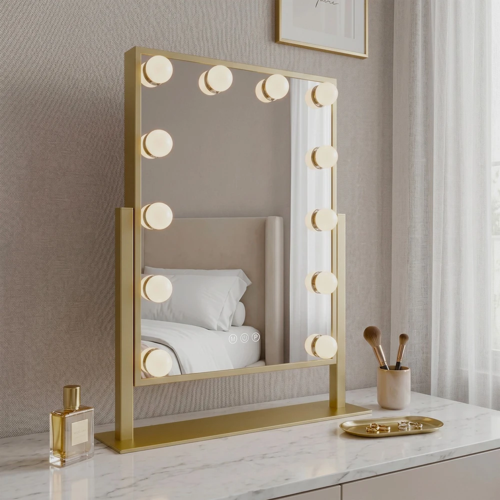 rea Veidrodis LED HOLLYWOOD L.Gold 30x40