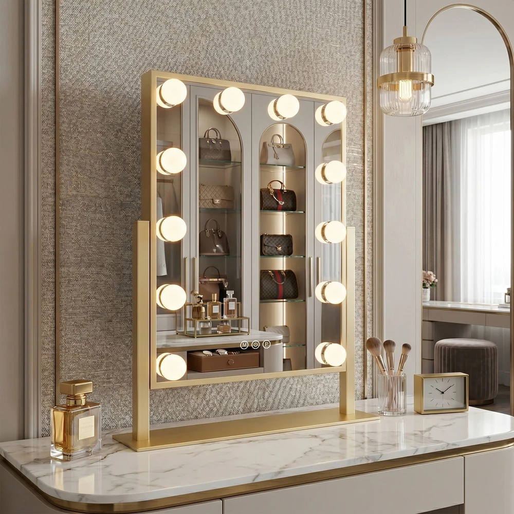 rea Veidrodis LED HOLLYWOOD L.Gold 30x40