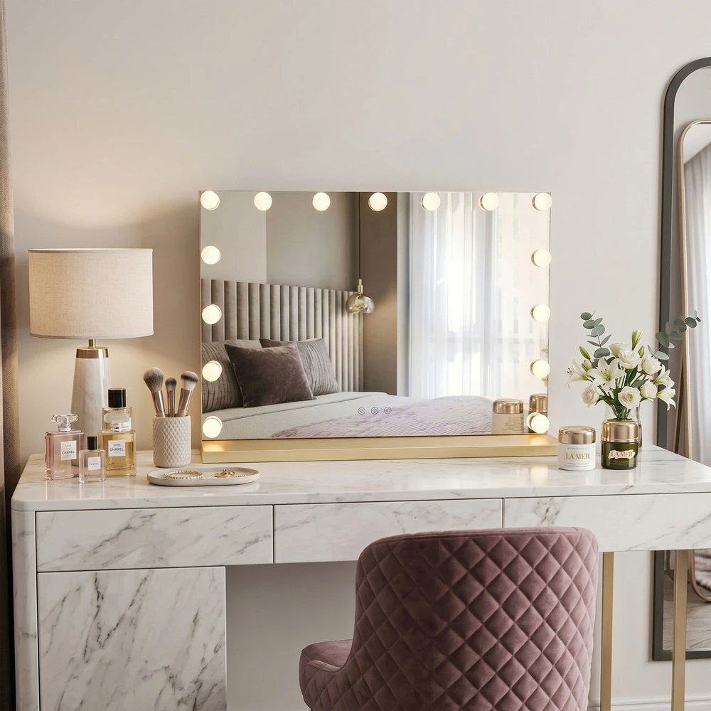 rea Veidrodis LED HOLLYWOOD L.Gold 80x60