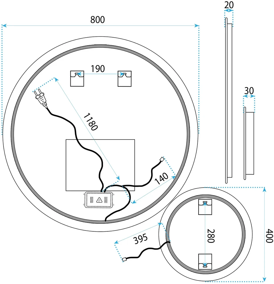 rea Veidrodis LED R-8040 80cm + 40cm