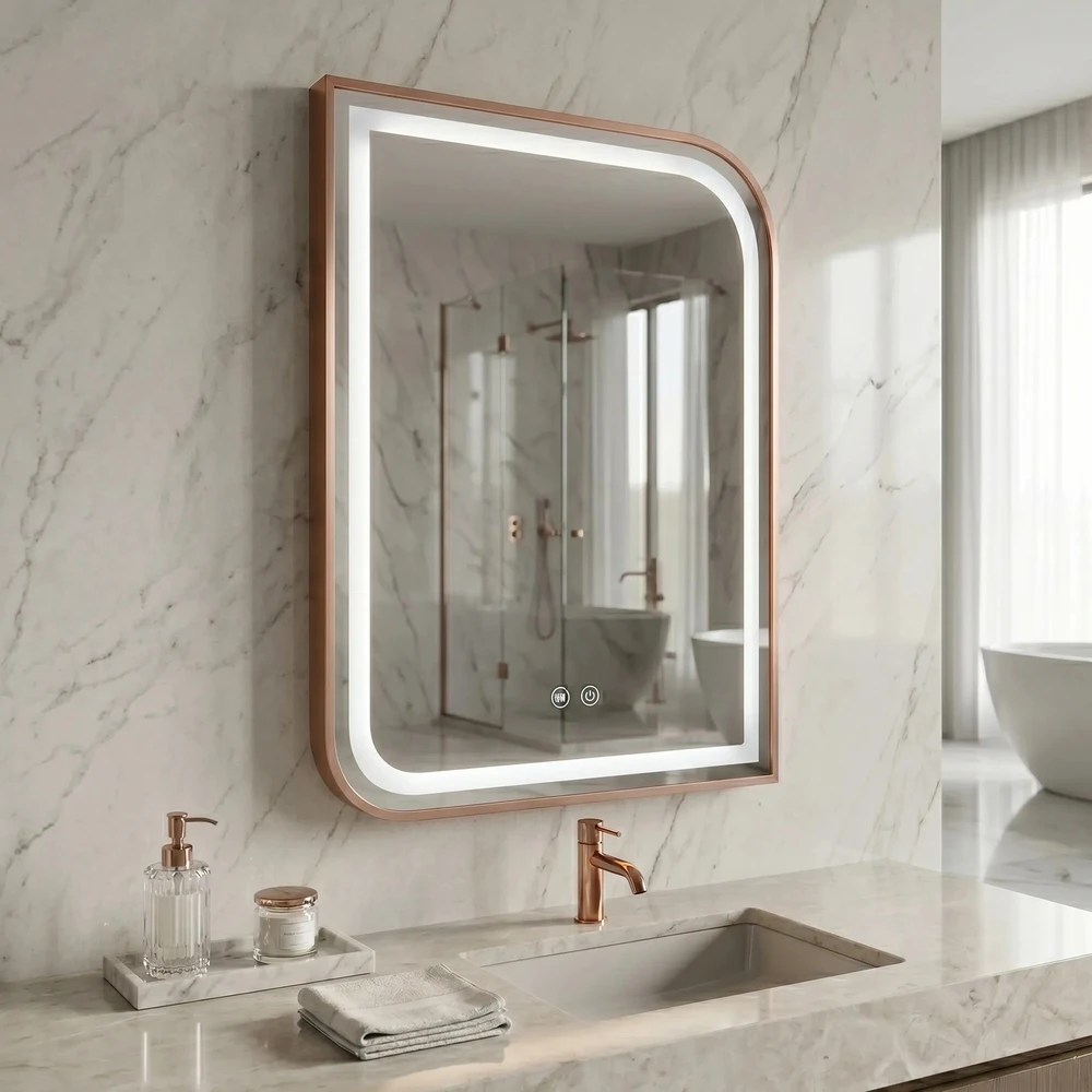 rea Veidrodis LED ZONE 70x50 BRUSH ROSE GOLD