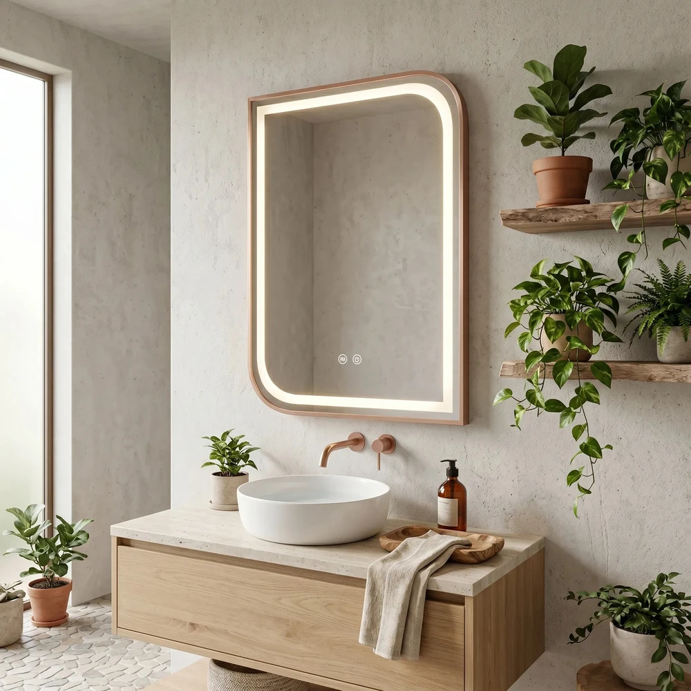 rea Veidrodis LED ZONE 70x50 BRUSH ROSE GOLD