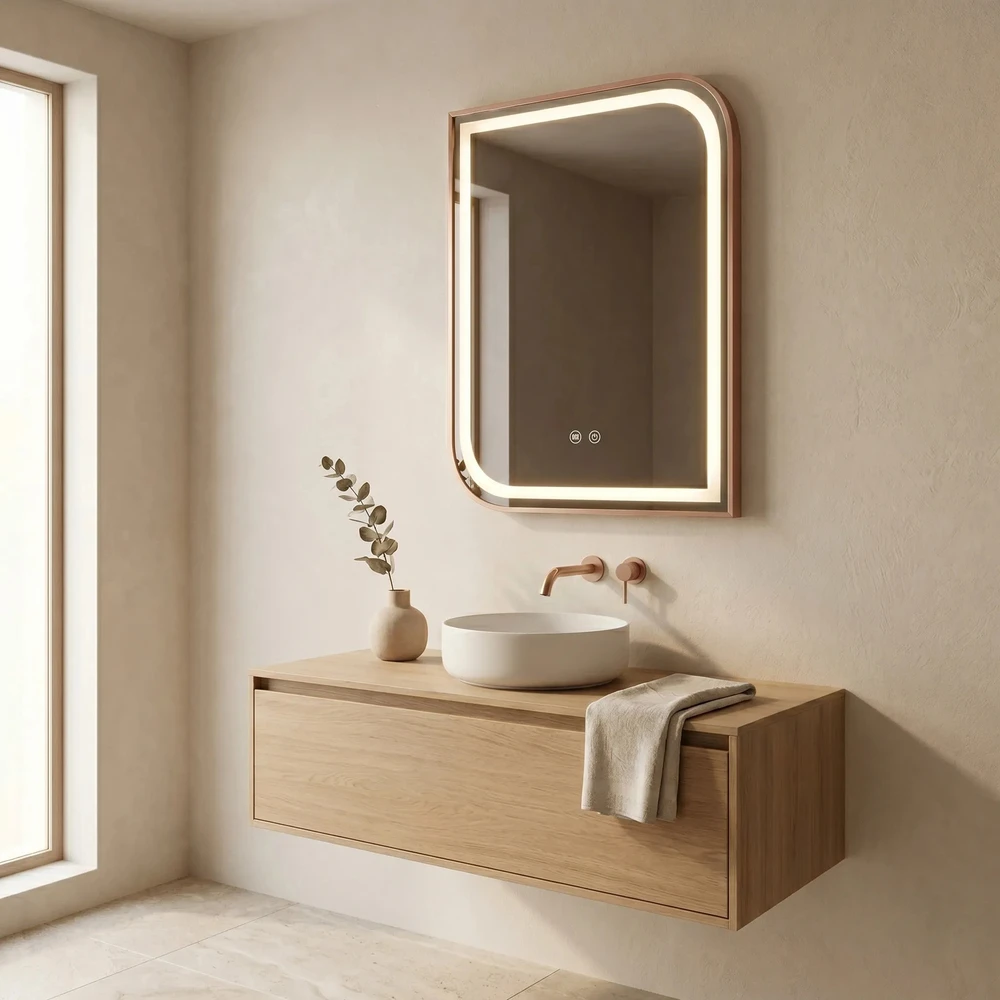 rea Veidrodis LED ZONE 70x50 BRUSH ROSE GOLD
