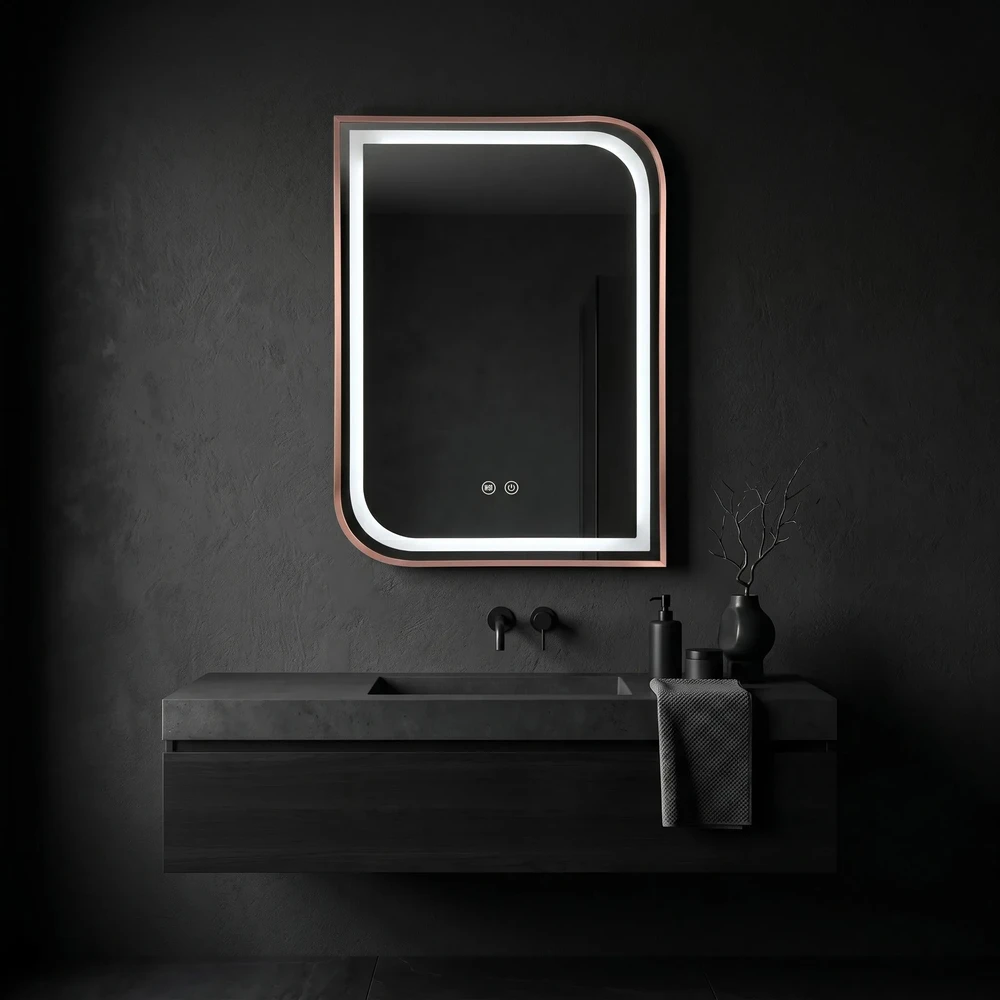 rea Veidrodis LED ZONE 70x50 BRUSH ROSE GOLD