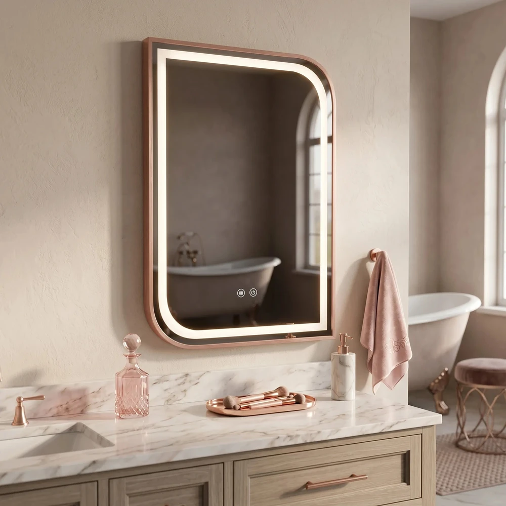rea Veidrodis LED ZONE 70x50 BRUSH ROSE GOLD