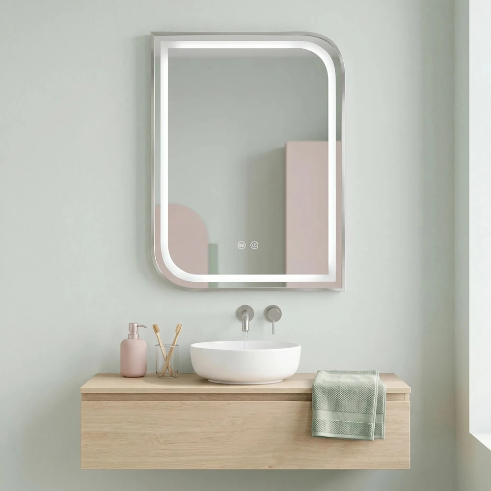 rea Veidrodis LED ZONE 80x60 BRUSH NICKEL