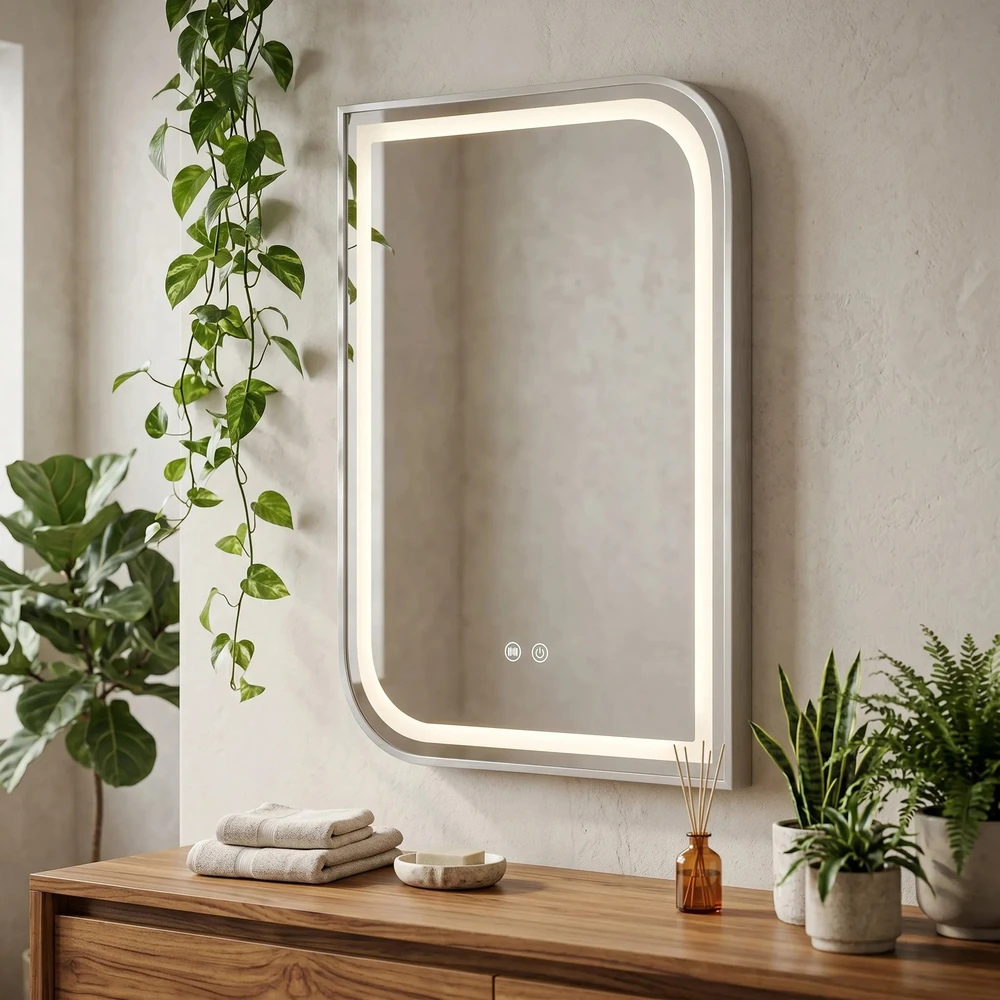 rea Veidrodis LED ZONE 80x60 BRUSH NICKEL