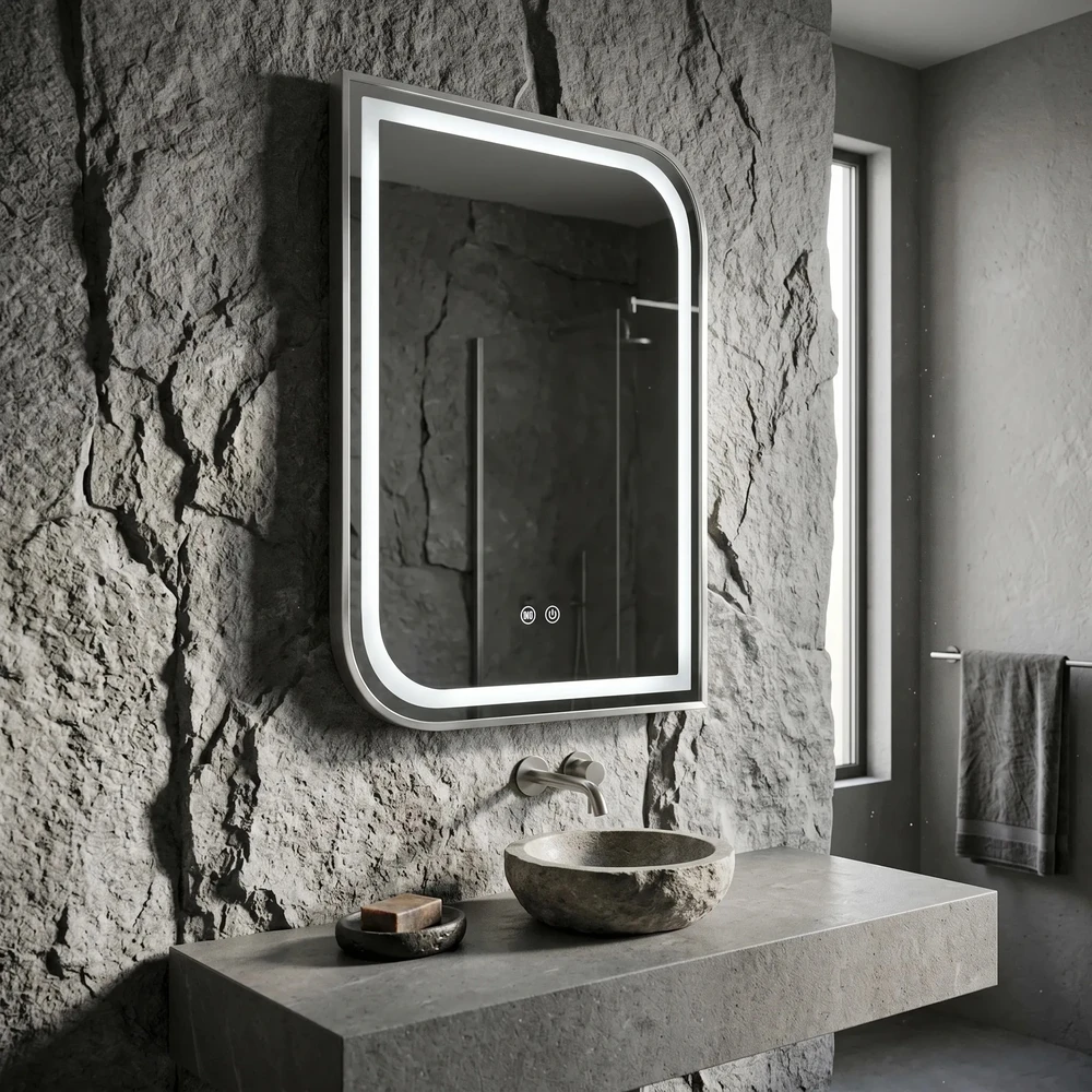 rea Veidrodis LED ZONE 80x60 BRUSH NICKEL