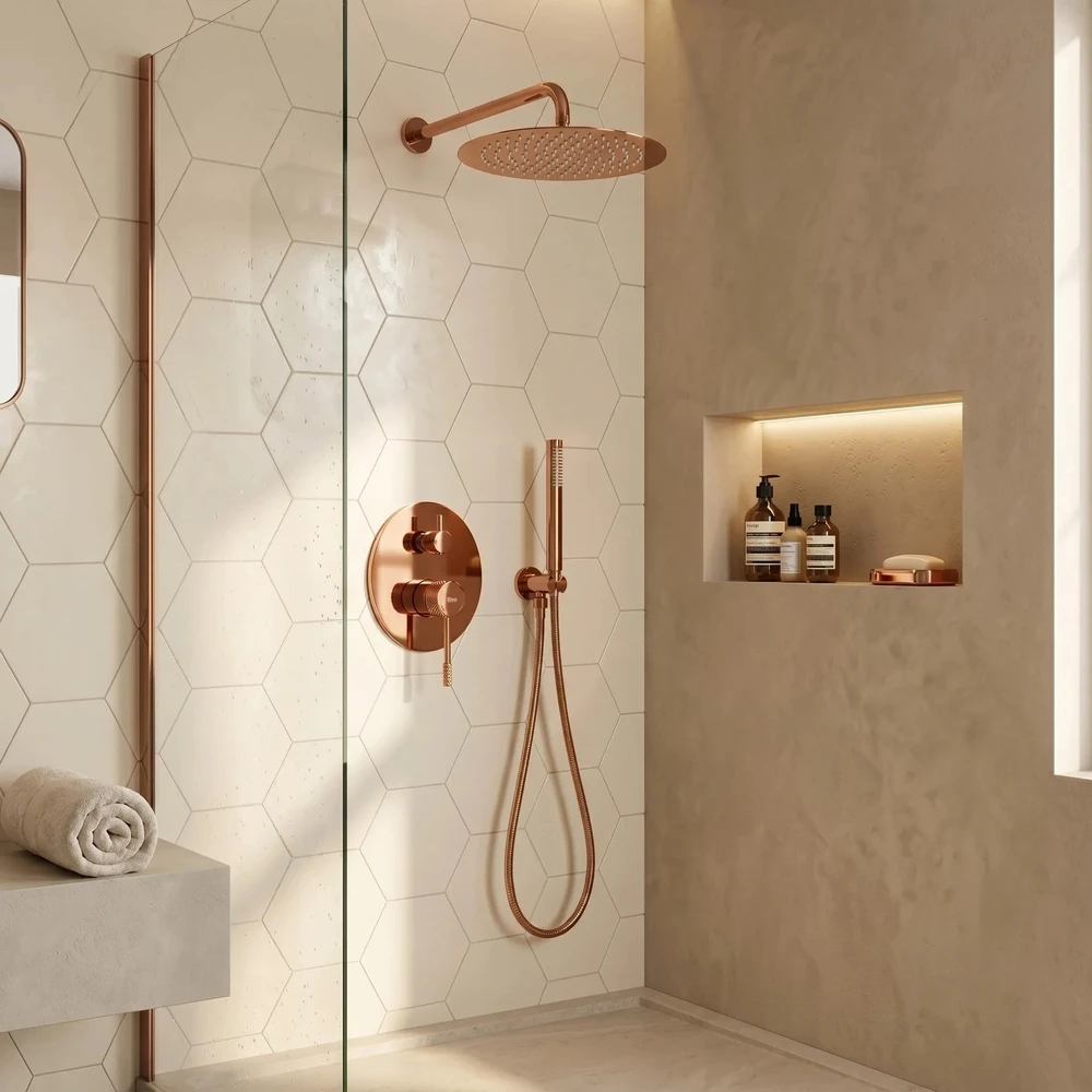 Rea Venti Copper juodas paslėptas dušo rinkinys + DĖŽUTĖ