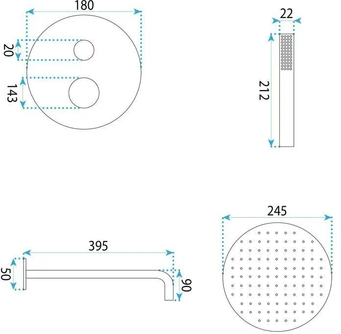 Rea Venti Copper juodas paslėptas dušo rinkinys + DĖŽUTĖ