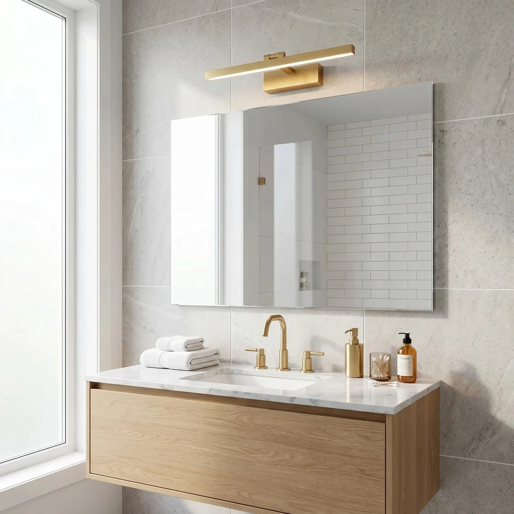 Sieninis šviestuvas Toolight Vonios sieninis LED šviestuvas APP1865-1W 80 cm BRUSH GOLD